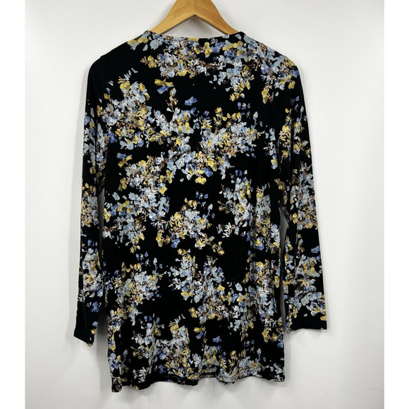 J Jill Shirt Womens Long Sleeve Floral Layered Tunic Top Black Size Small - Picture 6 of 8
